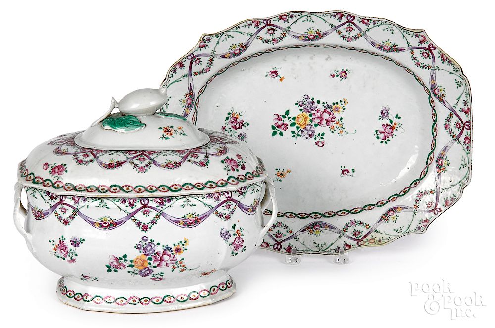 Appraisal: Chinese export porcelain tureen and undertray Chinese export porcelain tureen