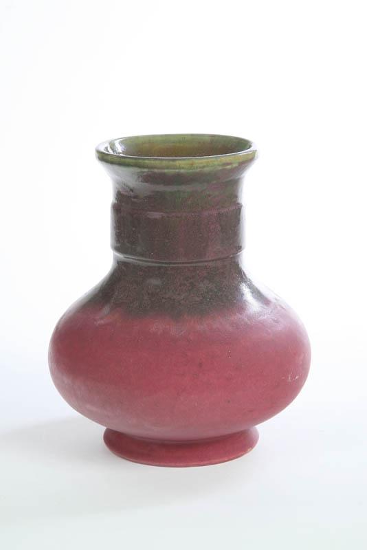 Appraisal: FULPER VASE Bulbous form vase with mottled moss to rose