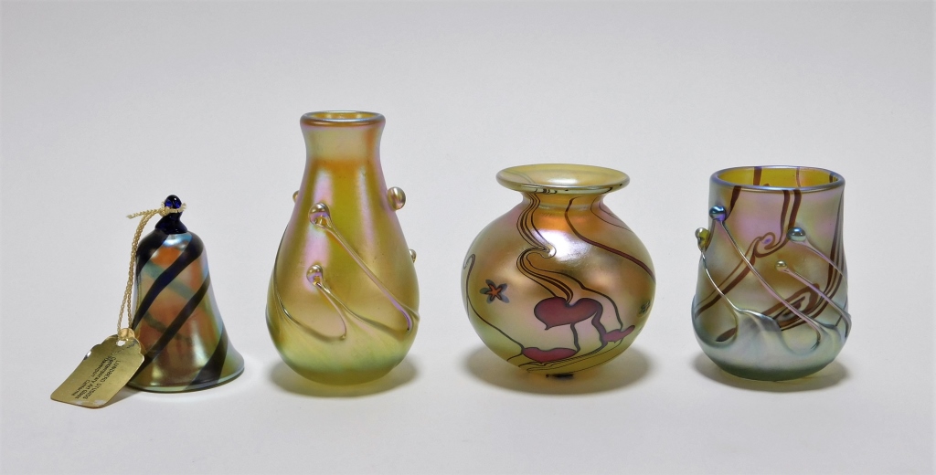 Appraisal: PC LUNDBERG STUDIOS IRIDESCENT ART GLASS VASES California th CenturyIncludes