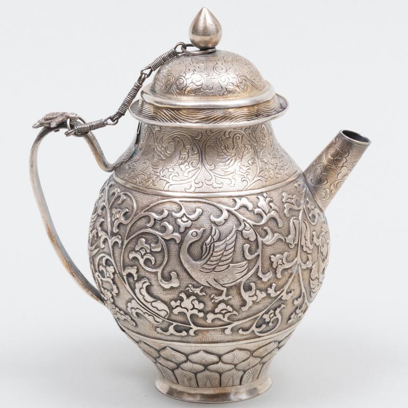 Appraisal: Chinese Tang Style Silver Ewer Unmarked x x in oz