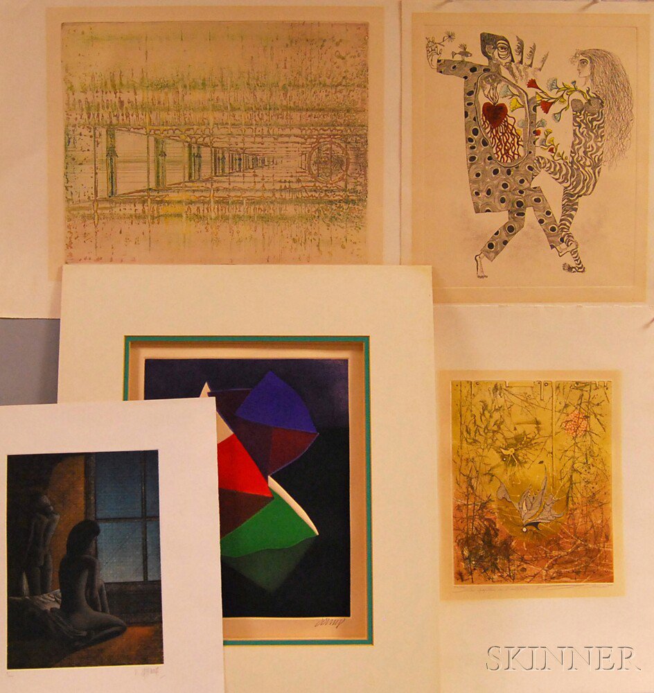 Appraisal: Five Contemporary Intaglio Prints Including H Krishna Reddy Indian b