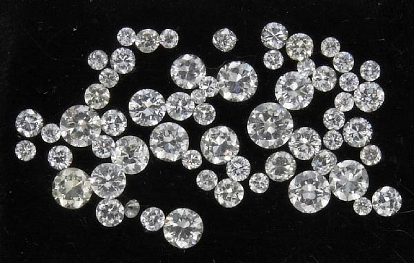 Appraisal: A collection of unmounted diamonds weighing a total of cts