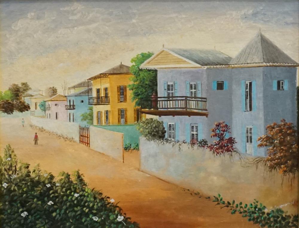 Appraisal: Semerand Galland Haitian b Village Scene Oil on Canvas Frame