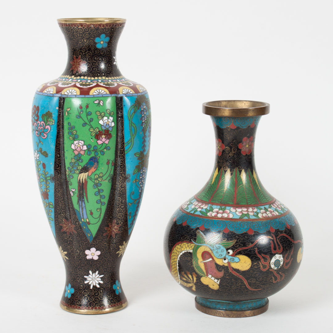 Appraisal: Two Chinese cloisonne enamel vases th century bottle vase with