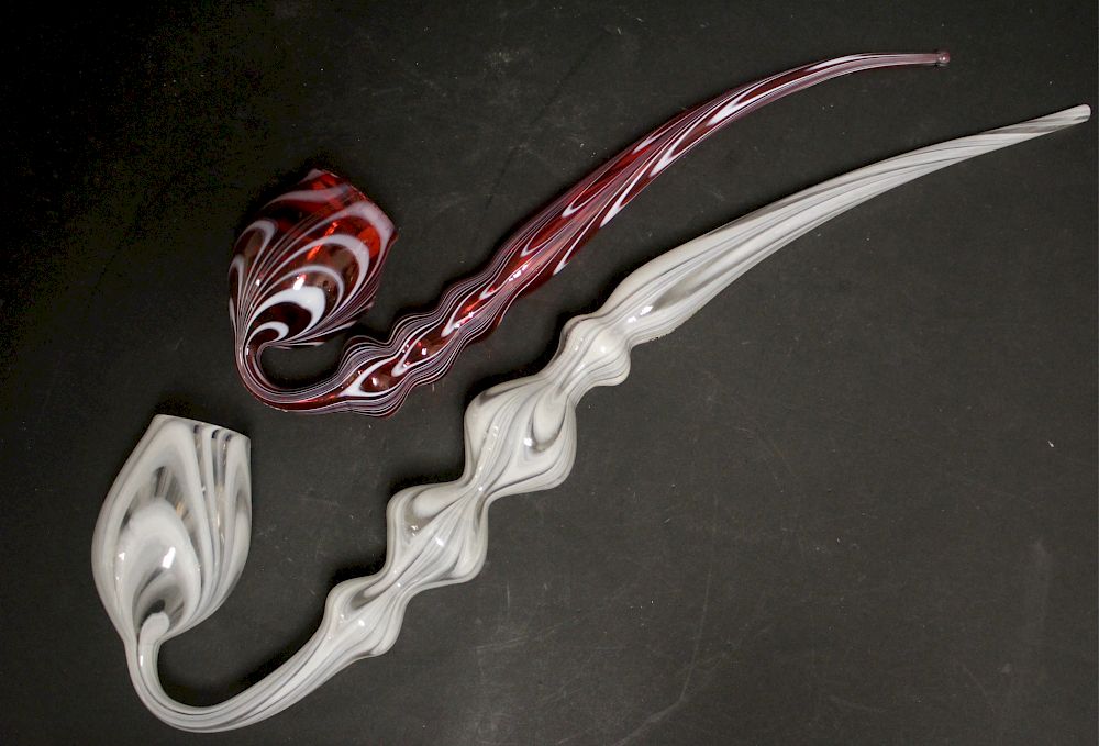 Appraisal: Sandwich Glass Free-Blown Pipe Whimsies Marbie decorated Each with an