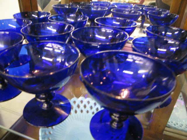 Appraisal: Pcs Cobalt Art Glass various stemware creamer sugar