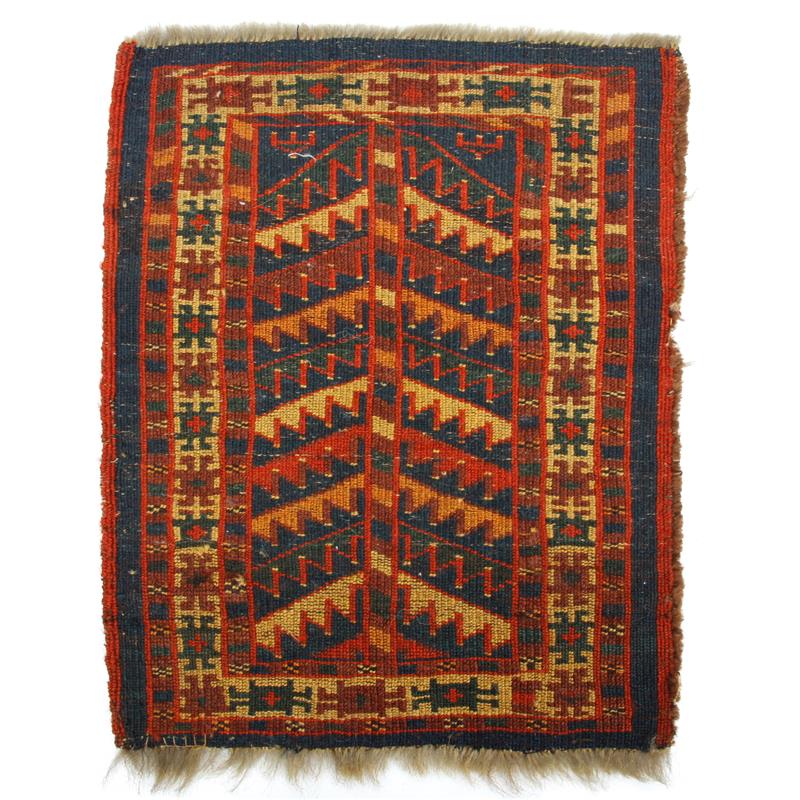 Appraisal: Handmade imported Turkoman Yomud Bagface oriental rug component Circa '