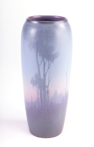 Appraisal: ROOKWOOD Scenic Vellum vase painted by Lenore Asbury with tall