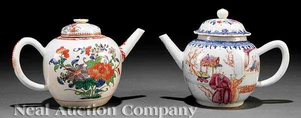 Appraisal: Two Chinese Export Famille Rose Porcelain Teapots th c the