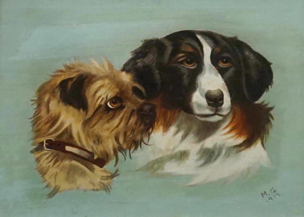 Appraisal: British School Late th-Early th Century Spaniel and Terrier Oil