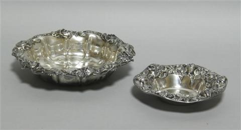 Appraisal: TWO STERLING SILVER CENTER BOWLS Each bowl with poppies aroung