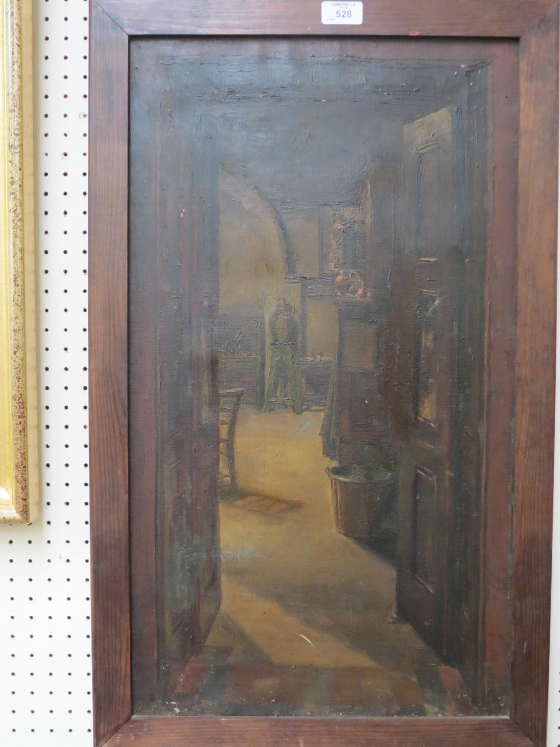 Appraisal: Frank Baker - - oil on canvas open doorway and