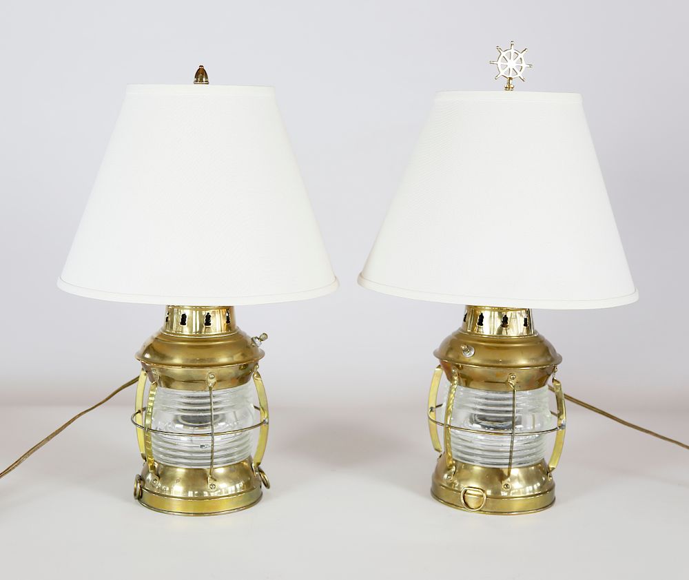 Appraisal: Pair of Brass Ship's Light Lamps Exclusive on Bidsquare Pair