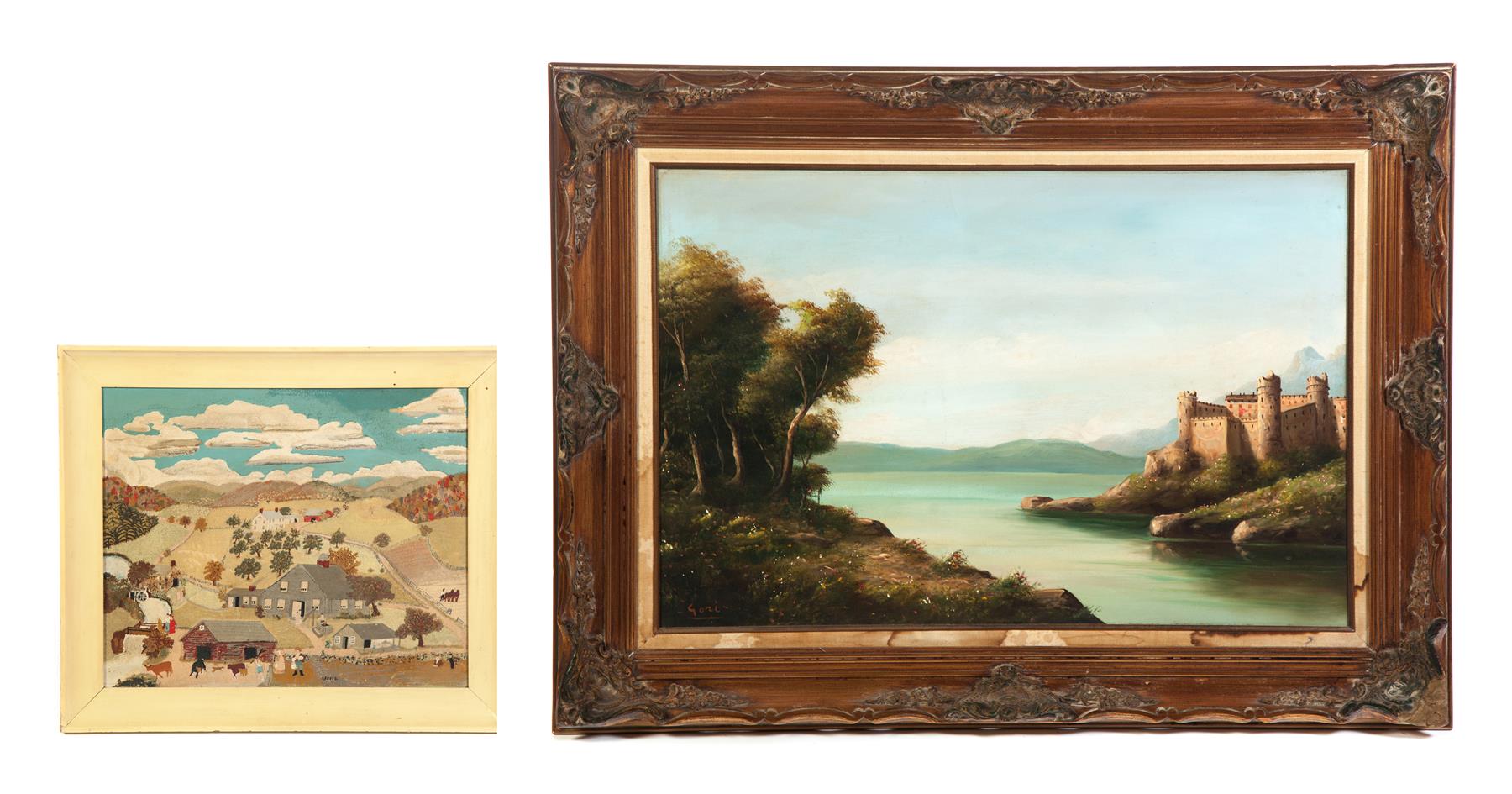 Appraisal: LANDSCAPE PAINTING AND PRINT Second half- th century Oil on