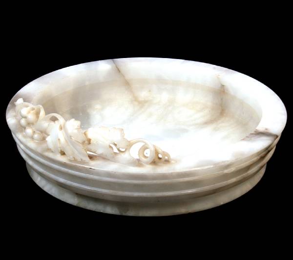 Appraisal: An Italian carved alabaster basin height in diameter in