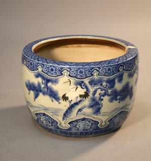 Appraisal: Large Chinese th th C blue and white jardiniere Large