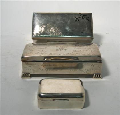 Appraisal: Two sterling silver cigarette boxes th century One by Poole