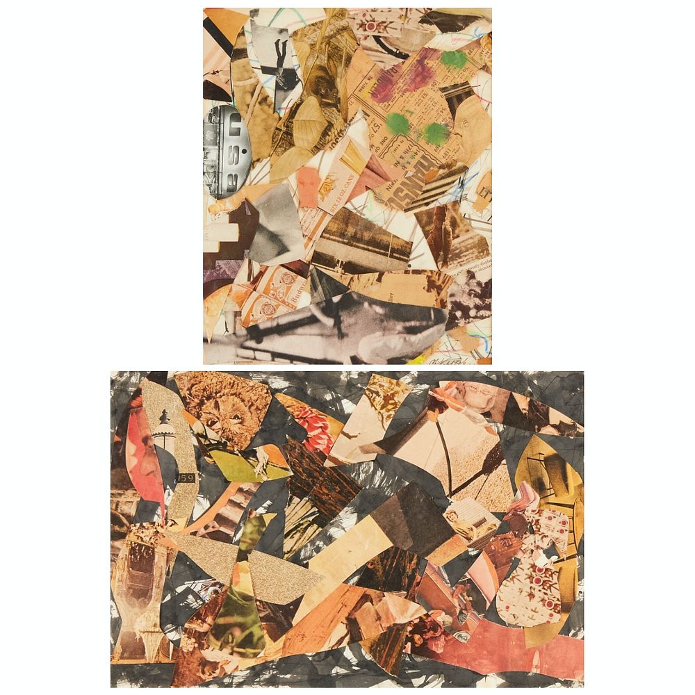 Appraisal: Pair of Hugh Kappel Collage Works Hugh Kappel - Pair