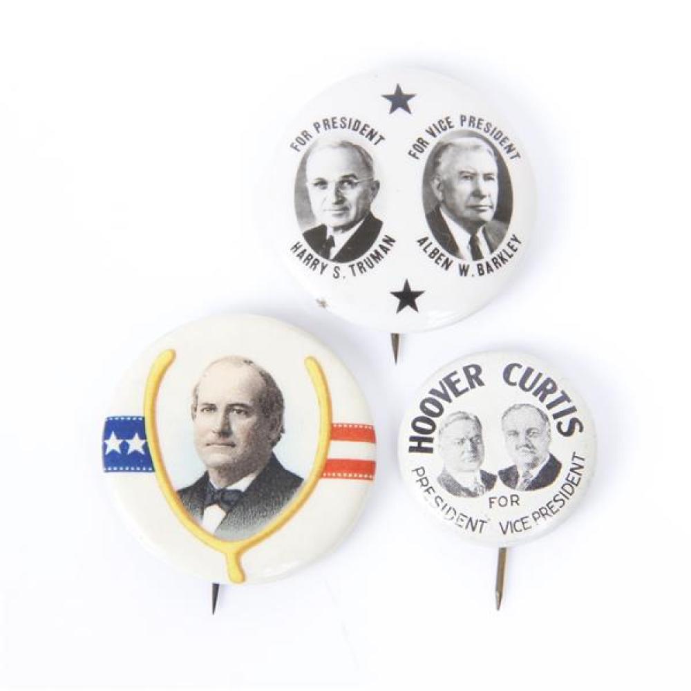 Appraisal: GROUP OF POLITICAL CAMPAIGN PIN BACK BUTTONS TRUMAN-BARKLEY LITHO JUGATE