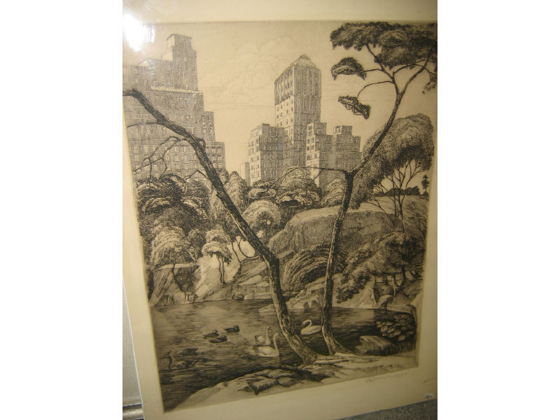 Appraisal: OTTO WACKERNAGEL AMERICAN LAKE IN CENTRAL PARK circa etching signed