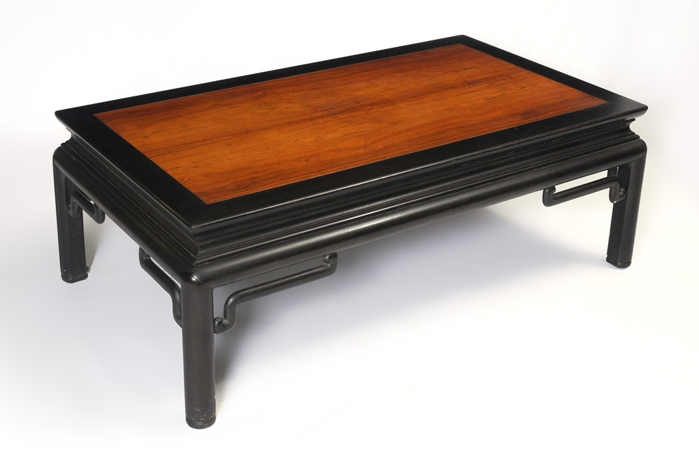 Appraisal: BAKER CHINESE STYLE COCKTAIL TABLE Ebonized frame with light wood