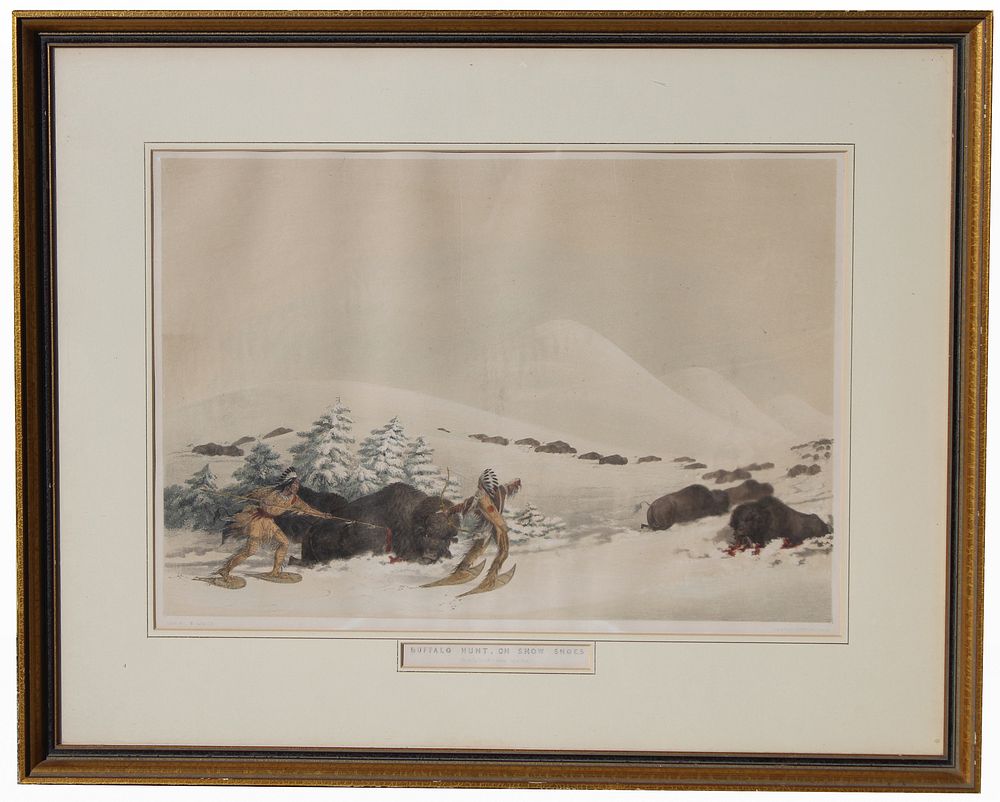 Appraisal: George Catlin - Buffalo Hunt George Catlin - Buffalo Hunt