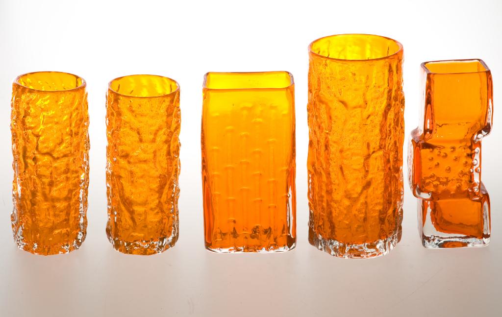 Appraisal: WHITEFRIARS GLASS TANGERINE BARK VASE DESIGNED BY GEOFFREY BAXTER of