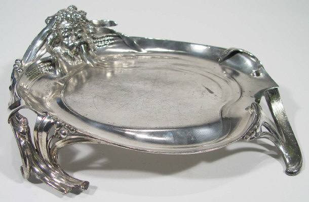 Appraisal: WMF Art Nouveau silver plated dish with grotesque mask moulding