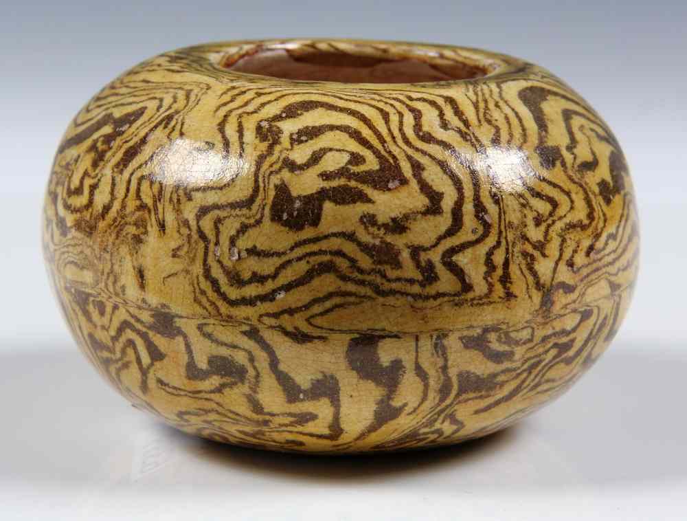 Appraisal: MARBLED POTTERY JAR - Chinese Tang Dynasty th Century -