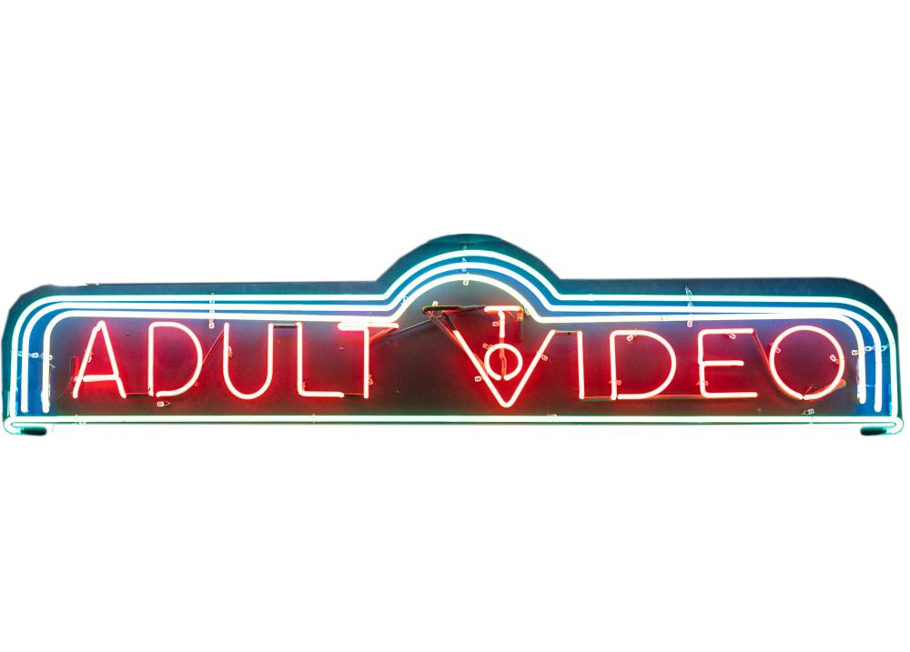 Appraisal: ADULT VIDEO NEON SIGNwith electrical plug inches wide inches deep