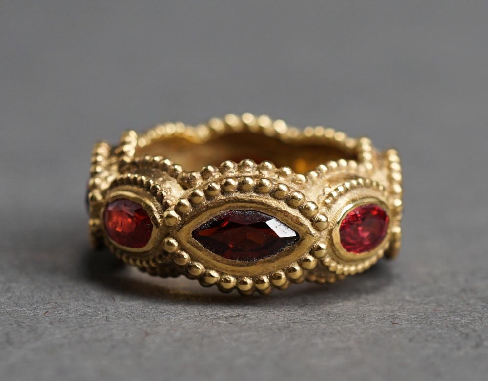 Appraisal: Armenta Tested -Karat Yellow-Gold and Garnet Ring Apparently unsigned dwt