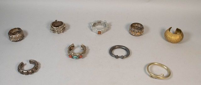 Appraisal: Grouping of Moroccan Cuff and Bangle Bracelets Lot includes one