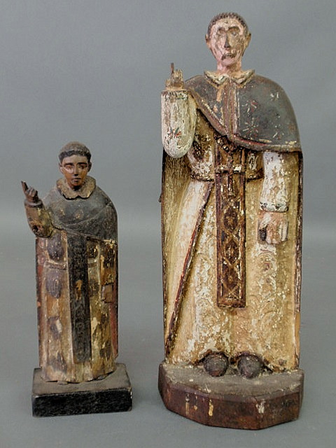 Appraisal: Two polychrome decorated carved religious figures th c one an