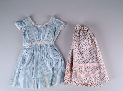 Appraisal: COTTON PRINT WOOL DOLL DRESSES CONDITION Good to very good