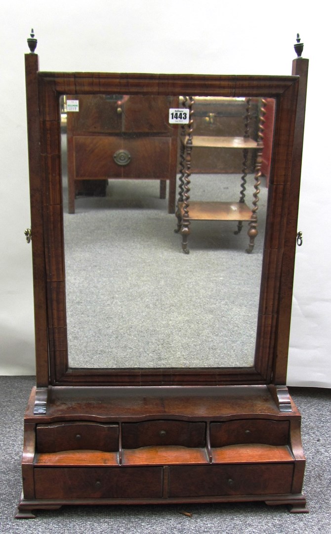 Appraisal: An early th century style walnut toilet mirror with five