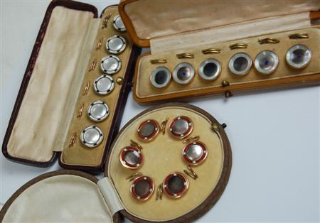 Appraisal: Three gentleman's dress stud sets to include a cased set