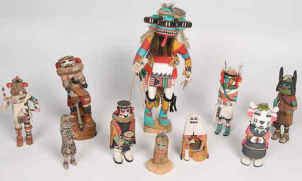 Appraisal: Hopi Katsinas lot of including pieces carved by John David