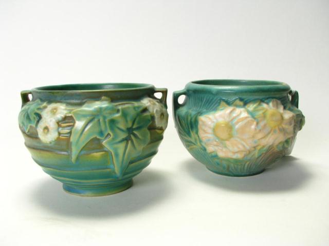 Appraisal: Two Roseville Pottery small jardinieres - '' and unmarked ''