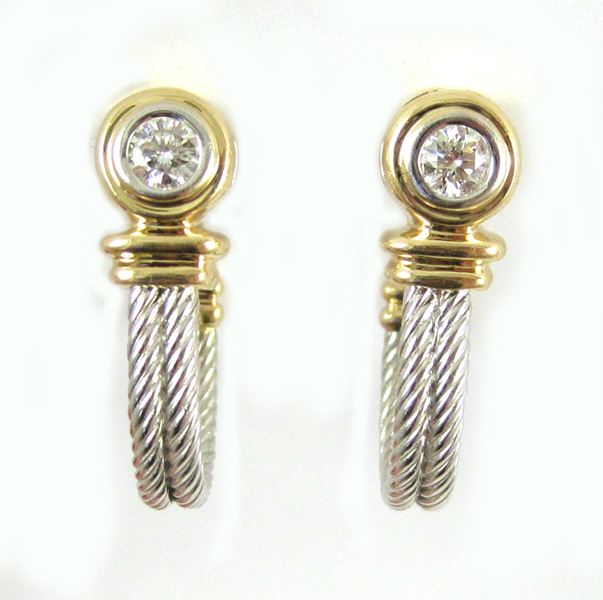 Appraisal: PAIR OF DIAMOND AND FOURTEEN KARAT GOLD EARRINGS each white