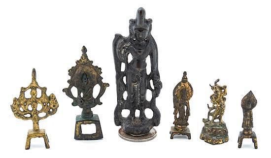 Appraisal: A Collection of Six Bronze Items Height of tallest inches