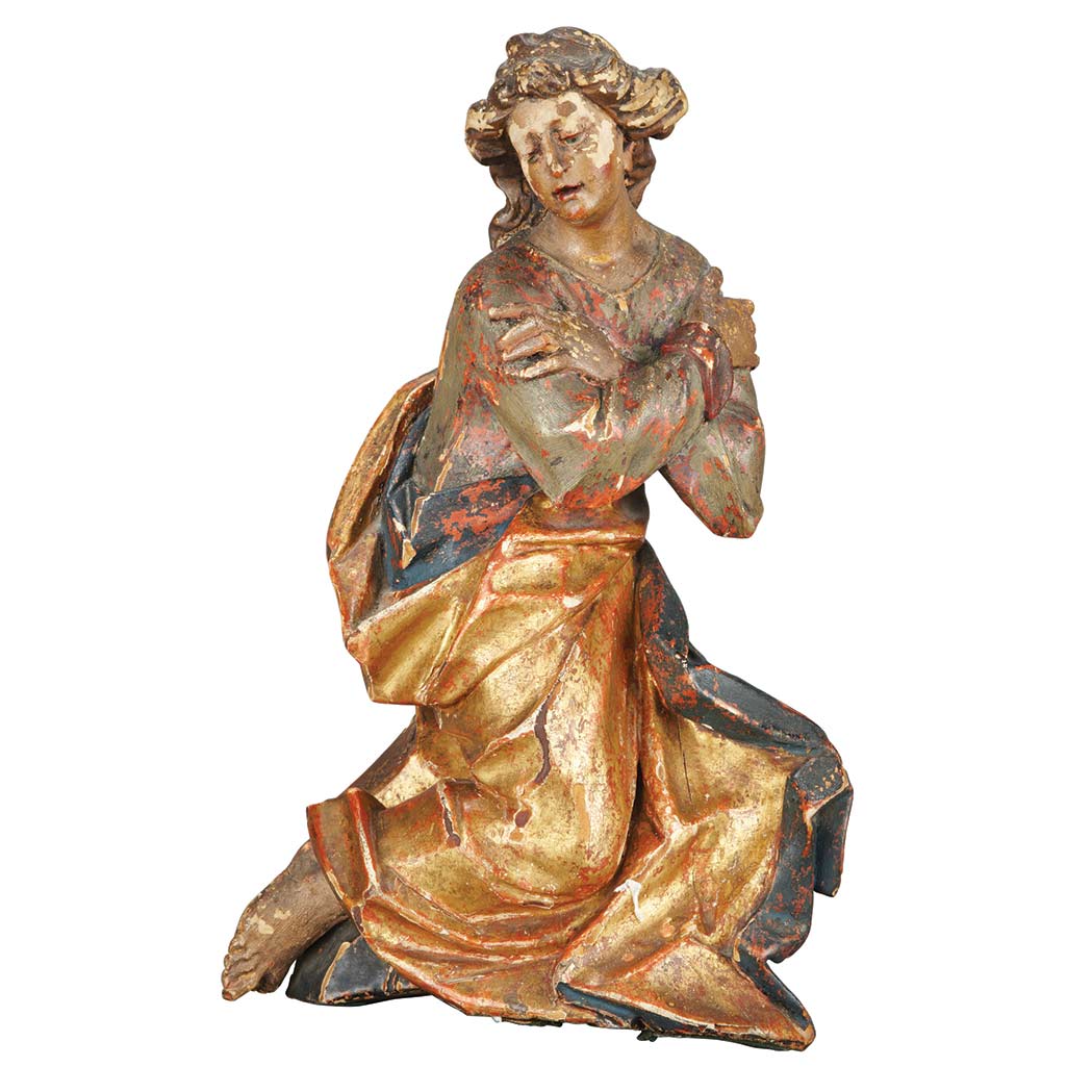 Appraisal: Continental Baroque Painted and Parcel Figure of a Kneeling Saint