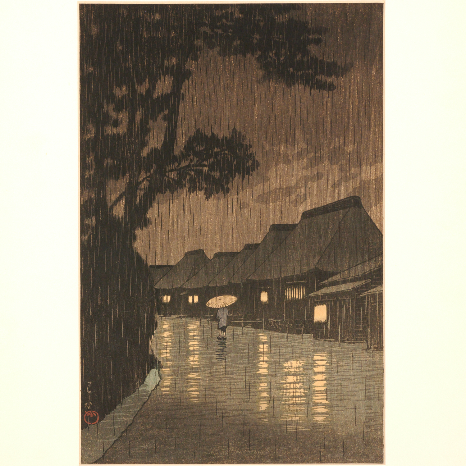 Appraisal: HASUI KAWASE WOODBLOCK PRINT Hasui Kawase Japanese - The Rain