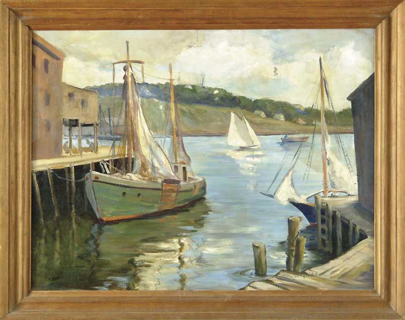 Appraisal: ALVA GLIDDEN Early-Mid th Century GLOUCESTER OR ROCKPORT HARBOR SCENE