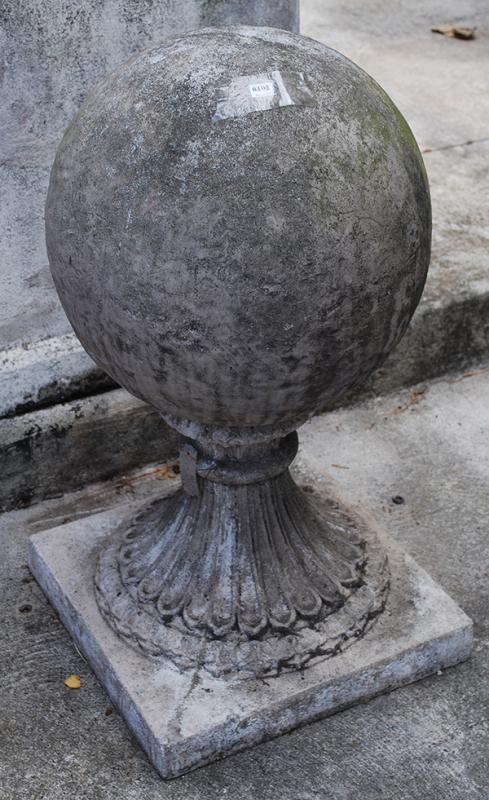 Appraisal: A PAIR OF EARLY TH CENTURY RESONSTITUTED STONE FINIALSspherical each