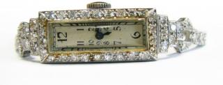 Appraisal: Description An antique lady's wristwatch with platinum case and bracelet