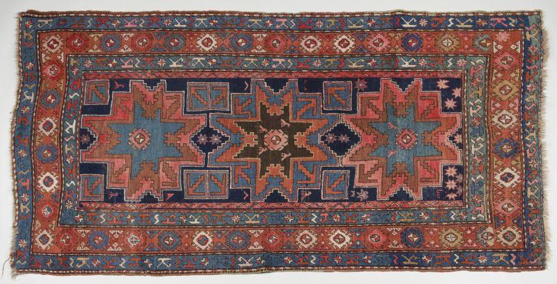 Appraisal: Caucasian Kazak Rug circa medallions on blue field with blue