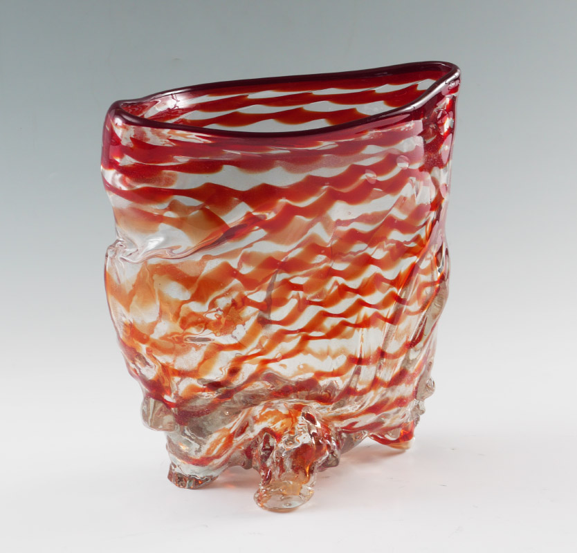 Appraisal: SUSAN GOTT STUDIO ART GLASS VASE Free form vase with