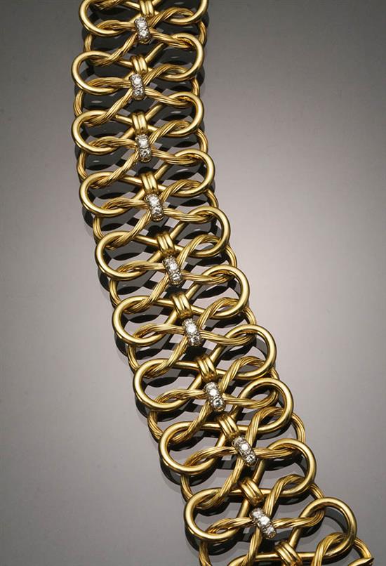 Appraisal: -Karat Yellow-Gold and Diamond Bracelet Jean Schlumberger Having twenty-two polished