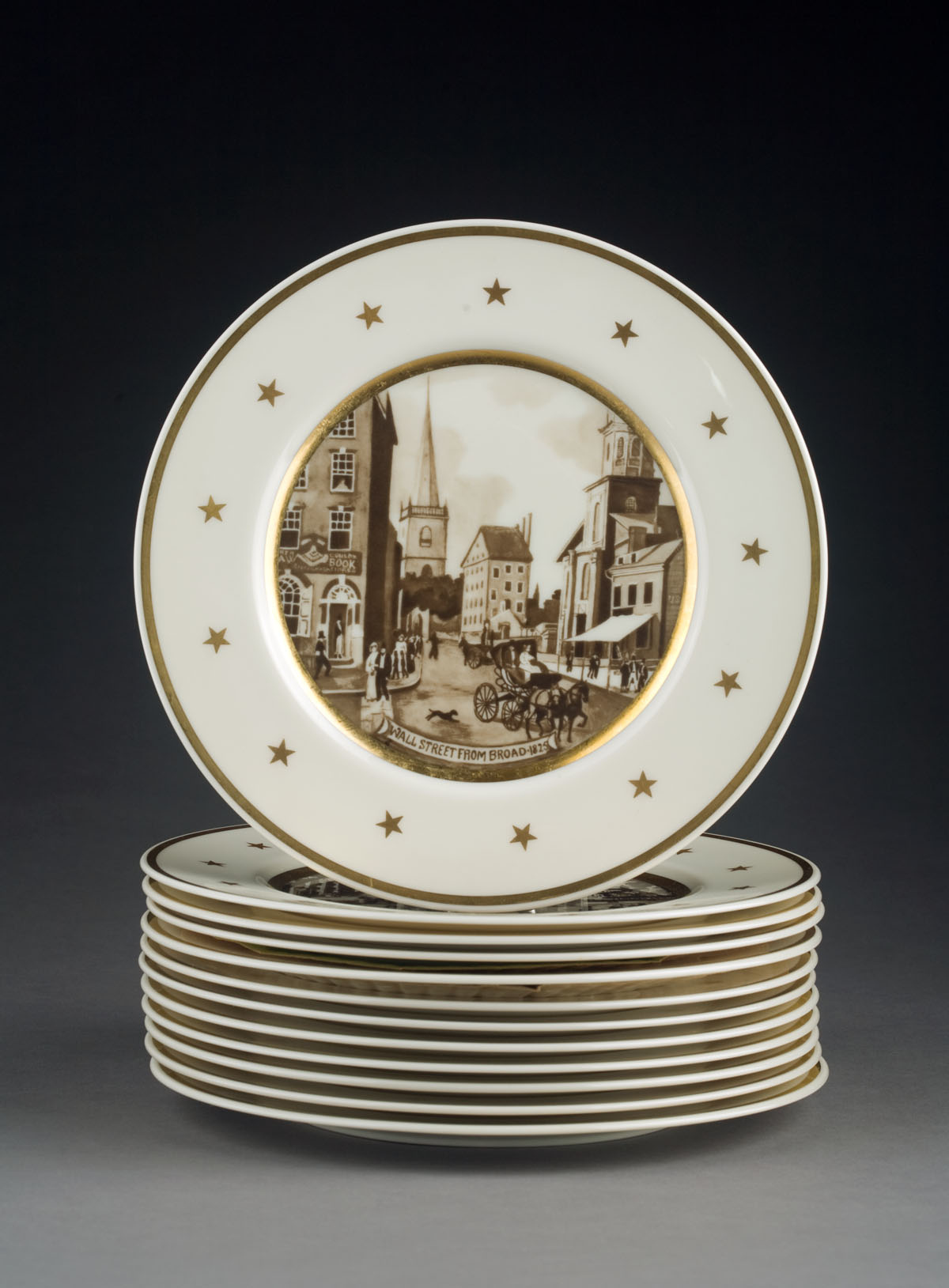 Appraisal: SET OF TWELVE LENOX PORCELAIN 'OLD NEW YORK' PLATES PAINTED