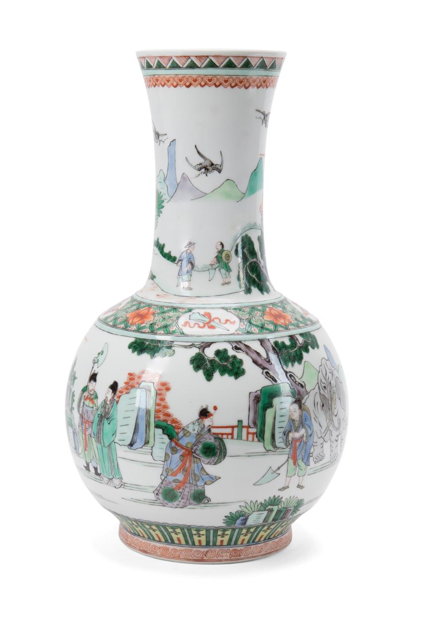 Appraisal: CHINESE FAMILLE VERTE BOTTLE VASE Chinese Famille Verte bottle vase